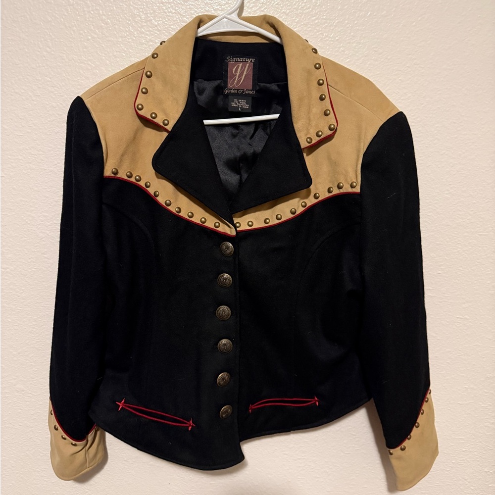 Gordon and James Signature Wool Blend Western Jacket Button Up Size Large Black